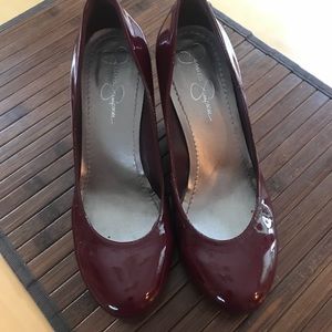 Jessica Simpson dark red patent leather shoes